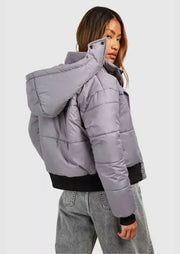 Funnel Neck Rib Detail Puffer - Sparta Clothing