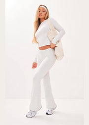 Heather Grey Sport Melange Flared Yoga Pants - Sparta Clothing