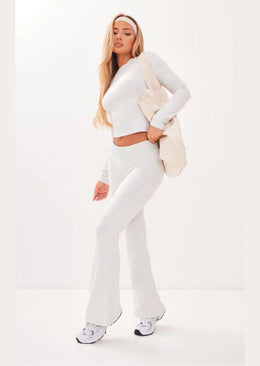 Heather Grey Sport Melange Flared Yoga Pants - Sparta Clothing