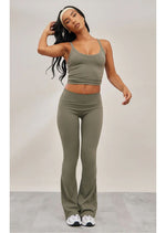 Olive Sculpt Flare Yoga Pants - Sparta Clothing