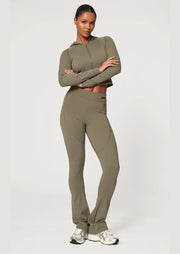 Olive Sculpt Hooded Long Sleeve Gym Set - Sparta Clothing