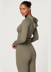 Olive Sculpt Hooded Long Sleeve Gym Set - Sparta Clothing