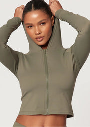 Olive Sculpt Hooded Long Sleeve Gym Set - Sparta Clothing