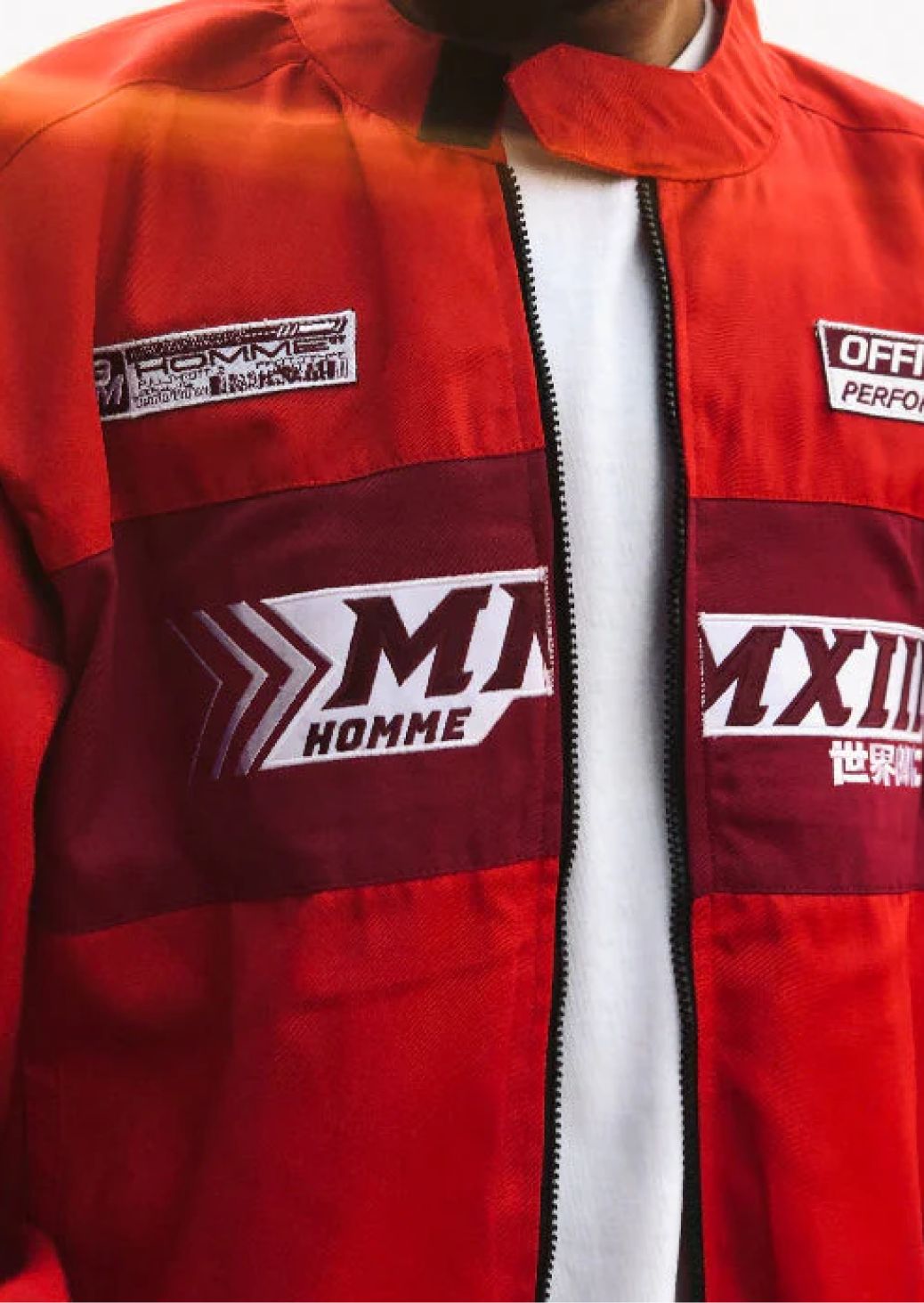 Oversized Twill Moto Jacket In Red - Sparta Clothing