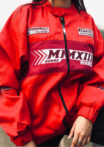 Oversized Twill Moto Jacket In Red - Sparta Clothing
