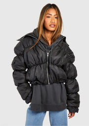 Ruched Detail Puffer Jacket - Sparta Clothing