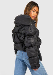 Ruched Detail Puffer Jacket - Sparta Clothing