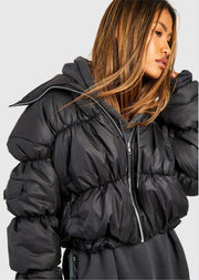 Ruched Detail Puffer Jacket - Sparta Clothing