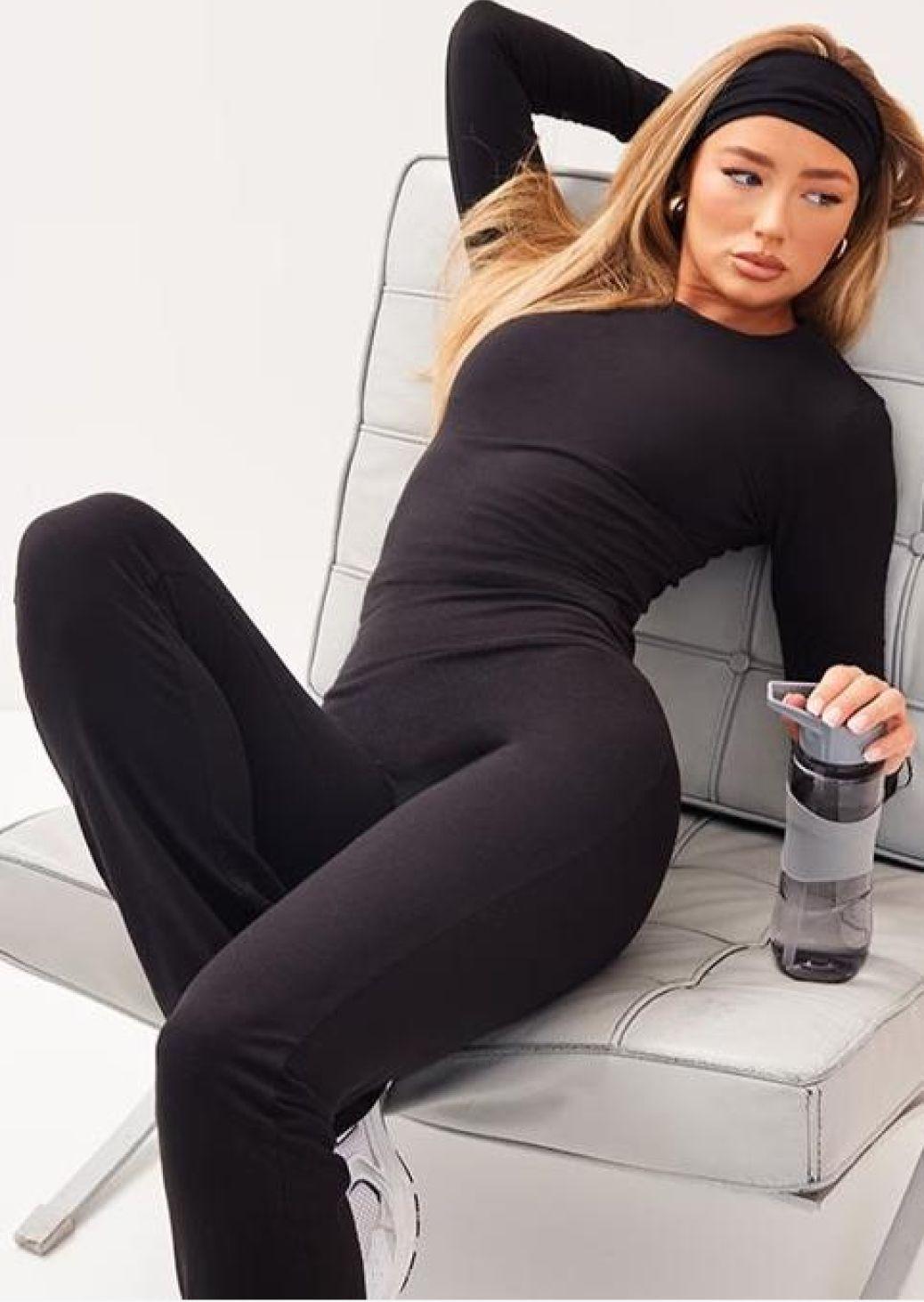 SPORTY Black Melange Flared Yoga Pants - Sparta Clothing