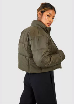 Square Quilted Crop Puffer Jacket - Sparta Clothing