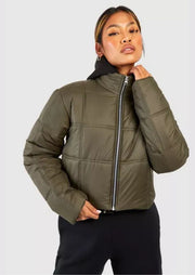 Square Quilted Crop Puffer Jacket - Sparta Clothing