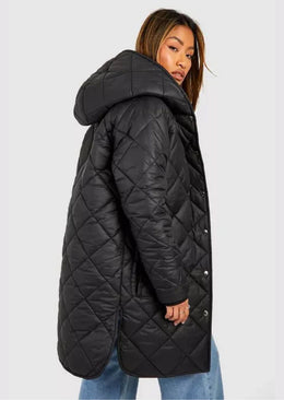 Diamond Quilt Hooded Puffer Jacket - Sparta Clothing