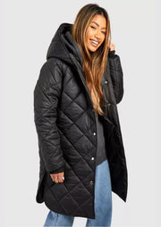 Diamond Quilt Hooded Puffer Jacket - Sparta Clothing