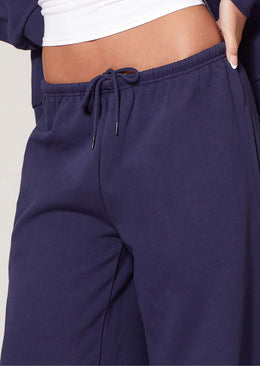 Navy Premium Thin Waistband Straight Leg Sweat Joggers - Sparta Clothing